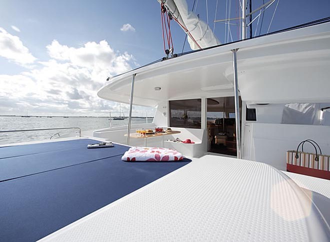 Salina 48 Evolution aft sunbaking deck ©  SW